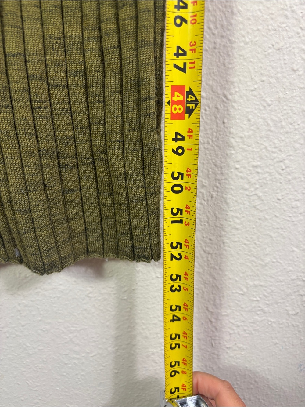AllSaints Daina Cold Shoulder 100% Merino Wool Sweater Dress Olive Green Sz L - Picture 11 of 11